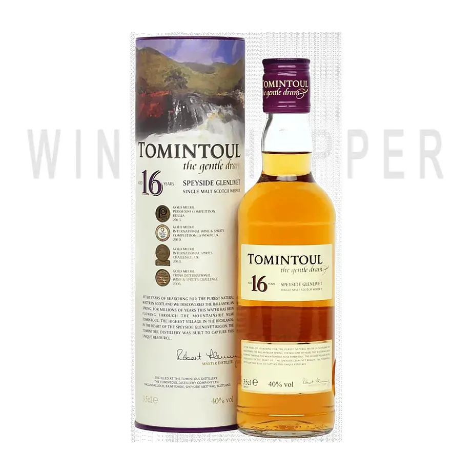 Виски Tomintoul Speyside Glenlivet 16 years in a gift box 0.35 л