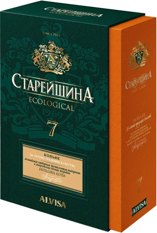 Коньяк Старейшина КВ 7 лет в сувенирной упаковке 0.5 л