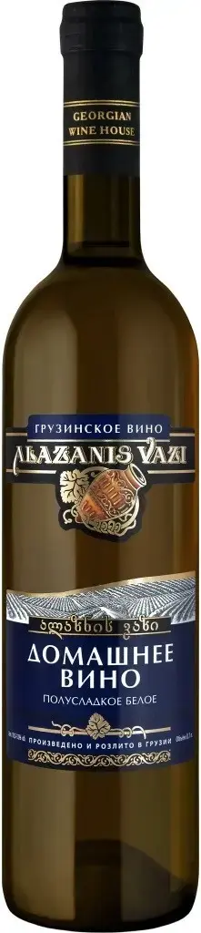 Вино Georgian Wine House Alazanis Vazi Domashnee White Semi-Sweet, 0.7 л