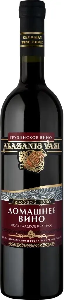 Вино Georgian Wine House Alazanis Vazi Domashnee Red Semi-Sweet, 0.7 л