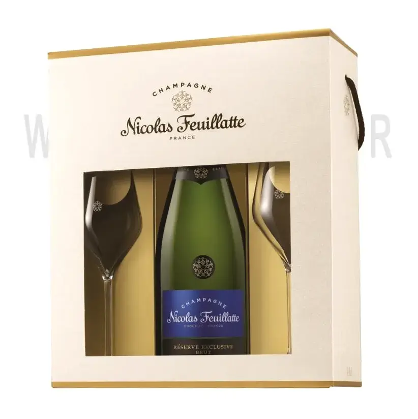 Шампанское Nicolas Feuillatte Reserve Exclusive Brut gift set with 2 glasses 0.75 л