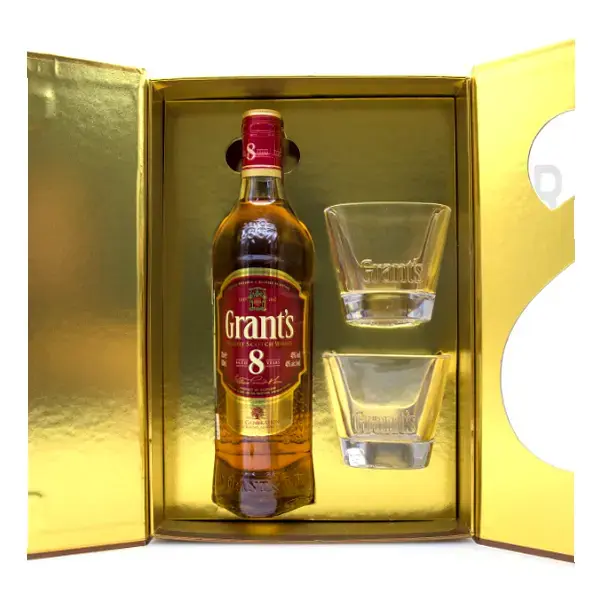 Виски Grants 8 Years Old gift box with glasses 0.7 л