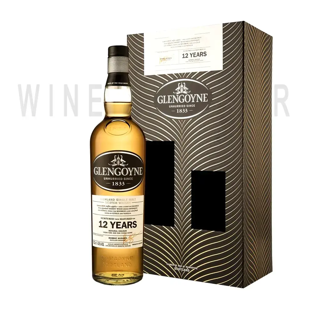 Виски Glengoyne 12 Years Old, gift box, gift box with glass