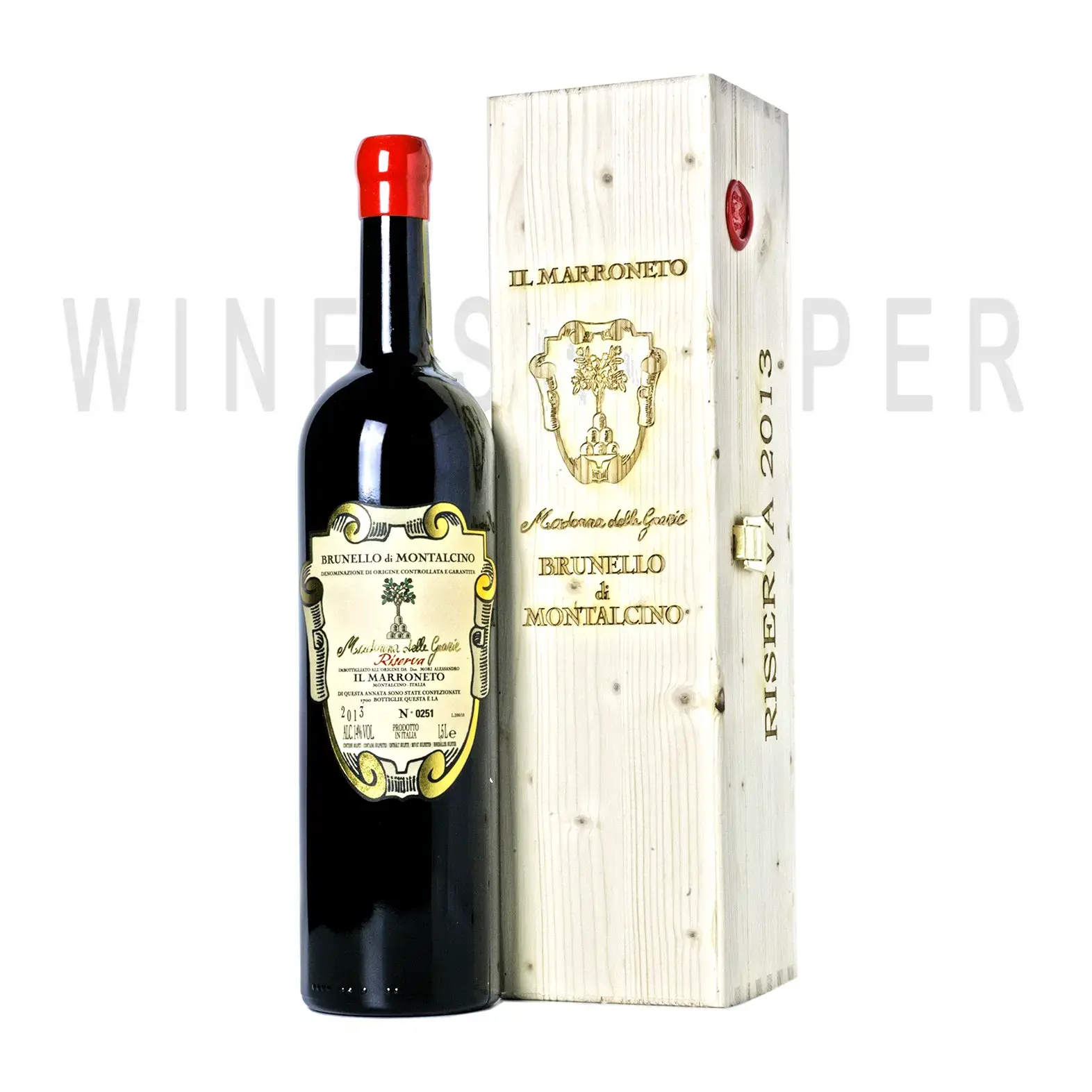 Вино Il Marroneto, Madonna delle Grazie Brunello di Montalcino DOCG Riserva, 2013, wooden box, 1.5 л
