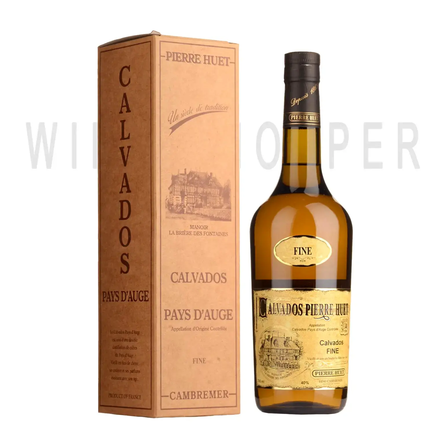 Кальвадос Calvados Pierre Huet, Fine Pays d'Auge AOC, gift box 0.7 л