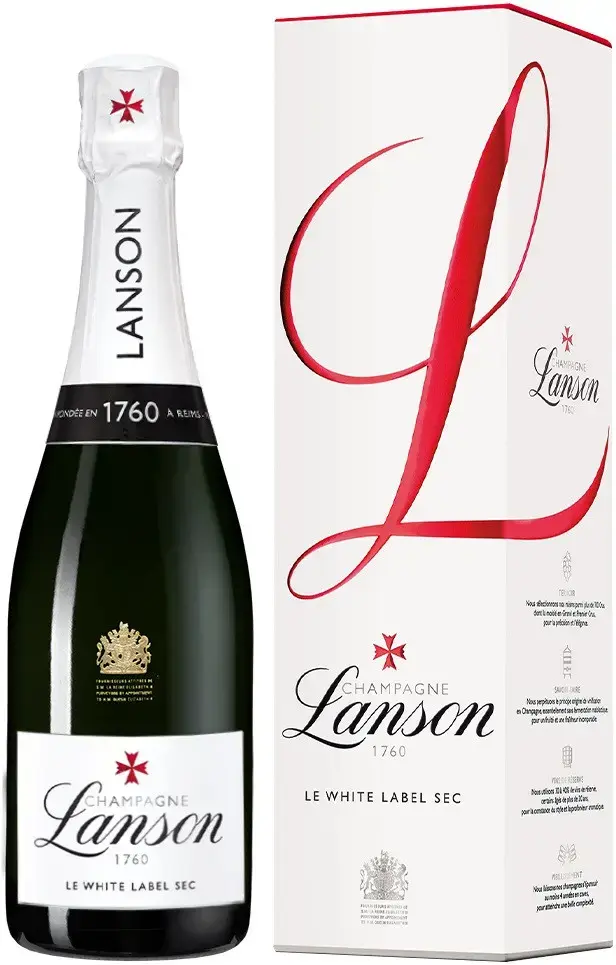 Шампанское Lanson, Le White Label Sec, gift box 0.75 л