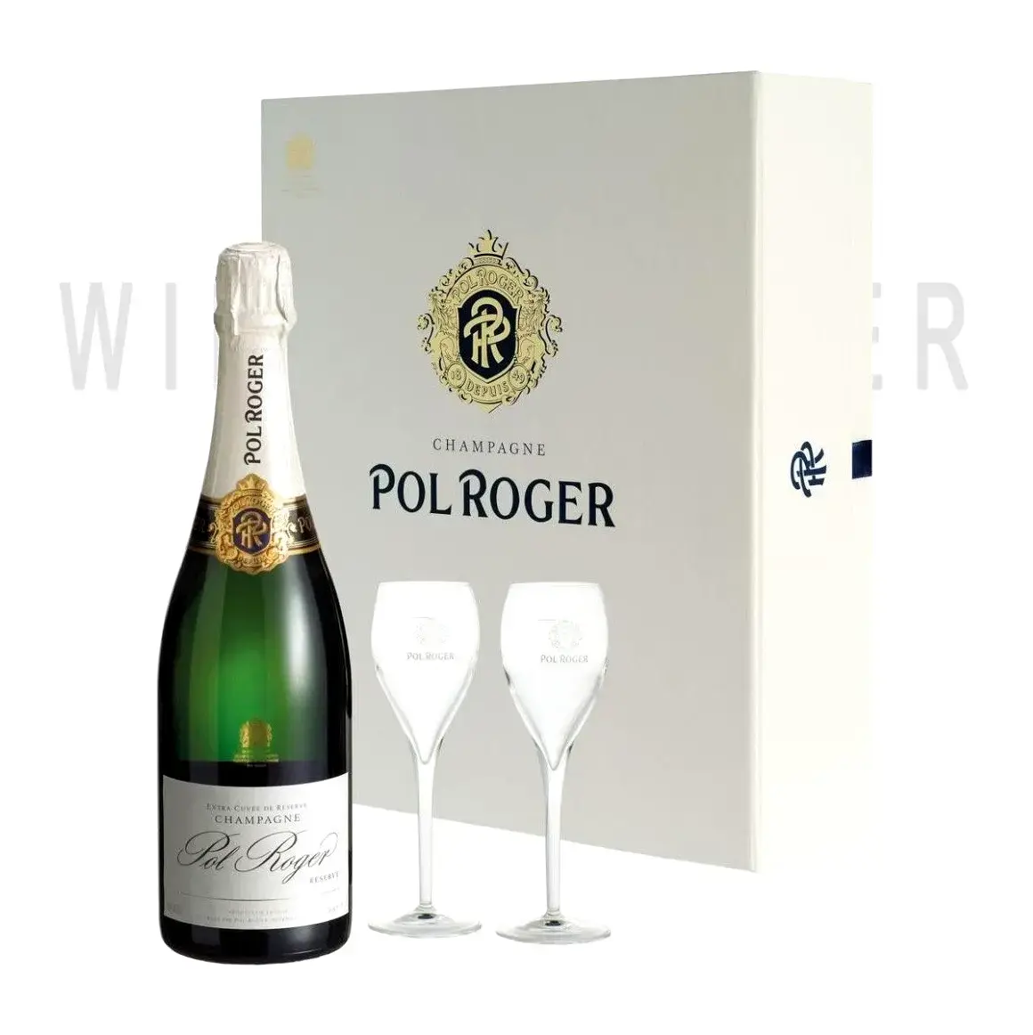 Шампанское Pol Roger, Brut Reserve, gift set with 2 Glasses 0.75 л