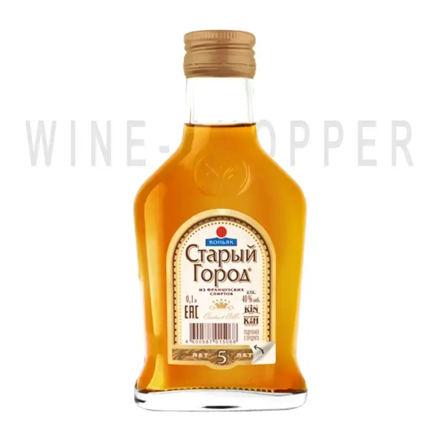 Коньяк Старый город 5-летний, фляга 0.1 л