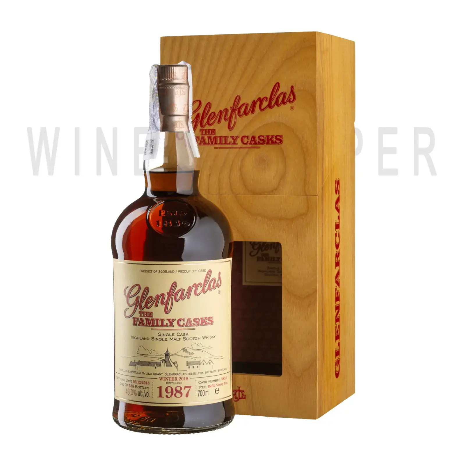 Виски Glenfarclas 1987 Family Casks (46%) wooden box 0.7 л