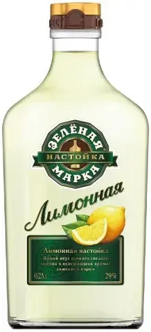 Ликер Зеленая Марка Лимонная, настойка сладкая (фляжка) 0.25 л