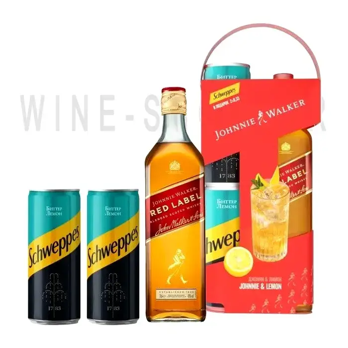 Виски Johnnie Walker Red Label, gift box with 2 Schweppes Bitter Lemon 0.7 л