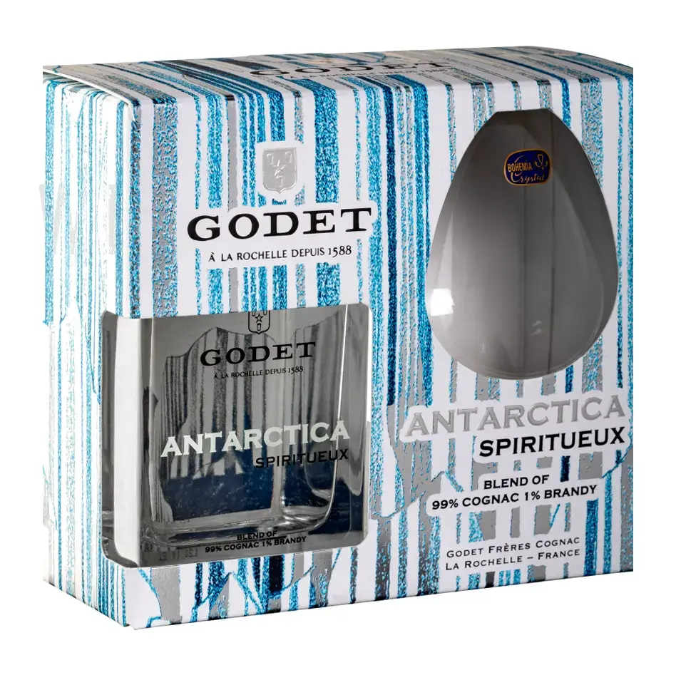 Коньяк Godet Antarctica Icy White gift box with glass 0.5 л