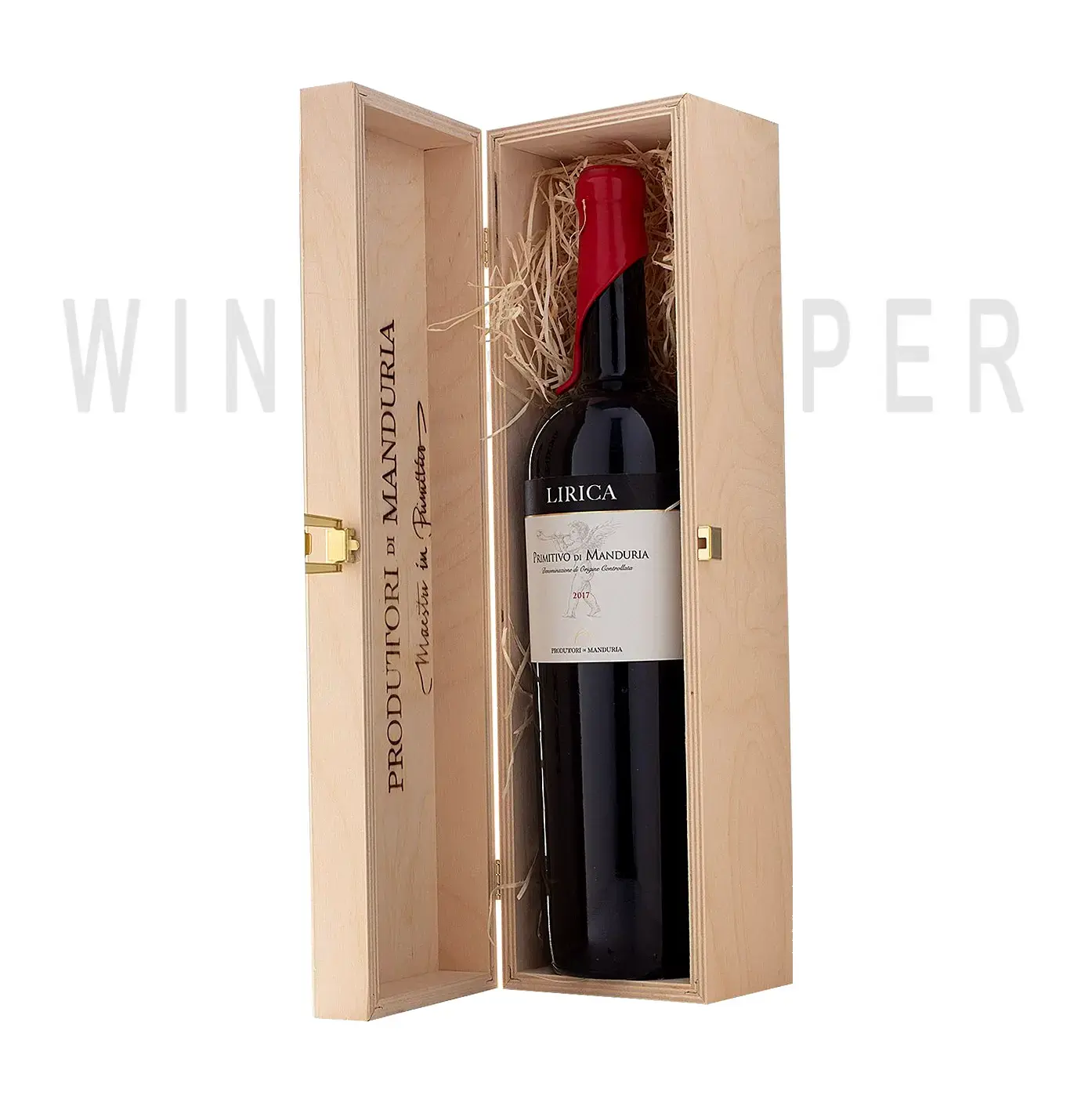 Вино Produttori di Manduria Lirica Riserva Primitivo di Manduria DOP 2017 wooden box 5 л