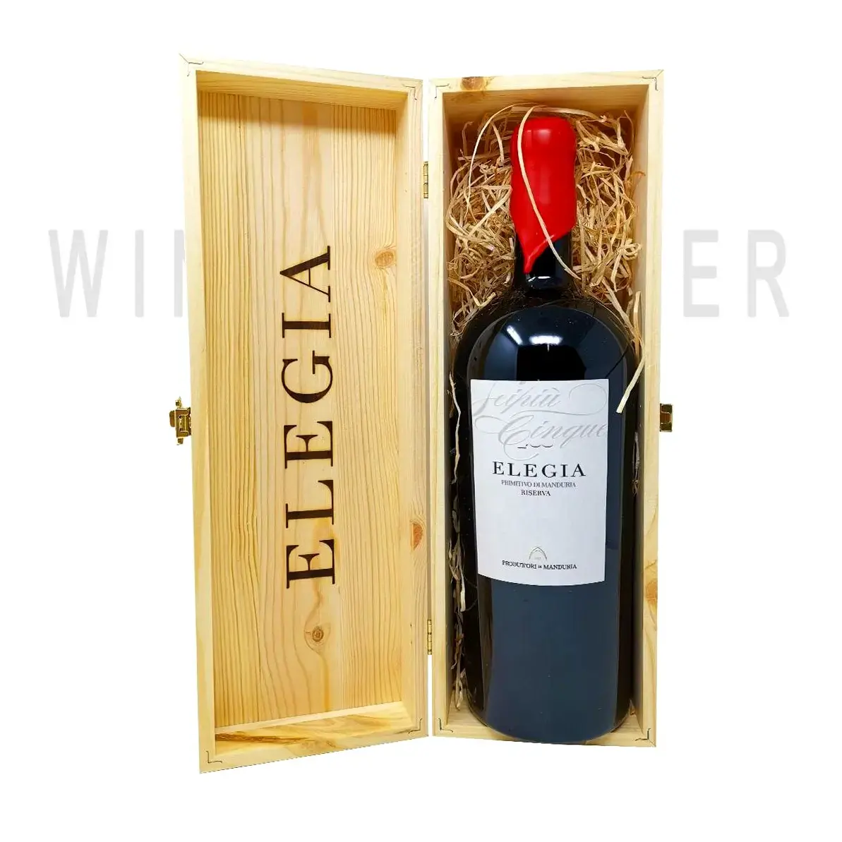 Вино Produttori di Manduria Elegia Riserva Primitivo di Manduria DOP 2017 wooden box 1.5 л