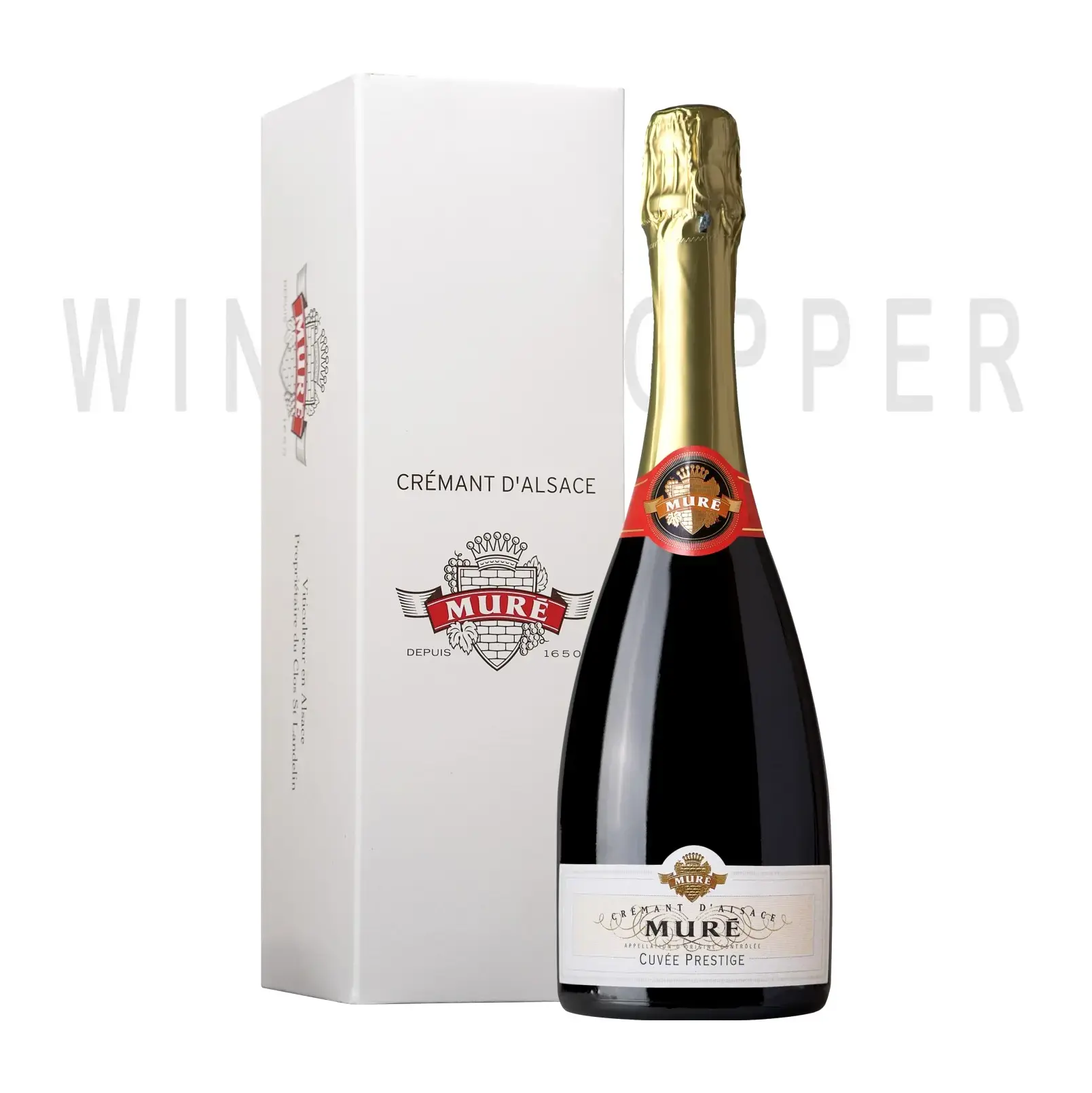 Игристое вино Rene Mure, Cremant d'Alsace Cuvee Prestige Brut, gift box 0.75 л
