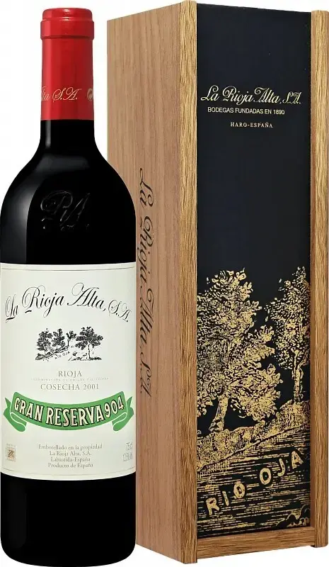 Вино La Rioja Alta Gran Reserva 904 Rioja DOC, 2001, wooden box, 0.75 л