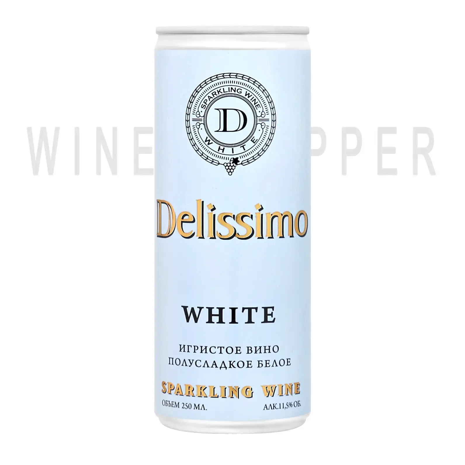 Игристое вино Delissimo White Semi-Sweet in can 2021 0.25 л