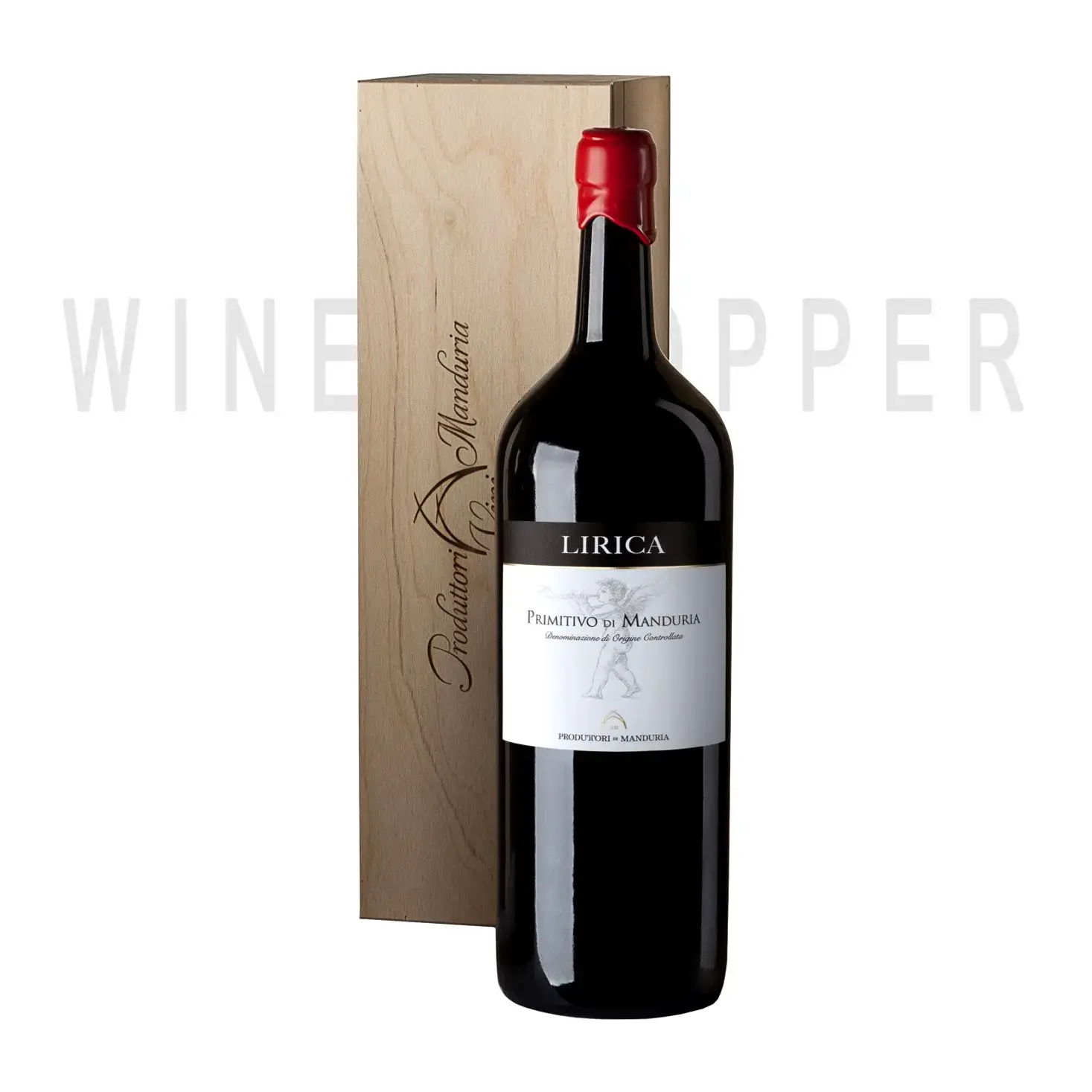 Вино Produttori di Manduria Lirica Primitivo di Manduria DOP, 2019, wooden box, 5 л
