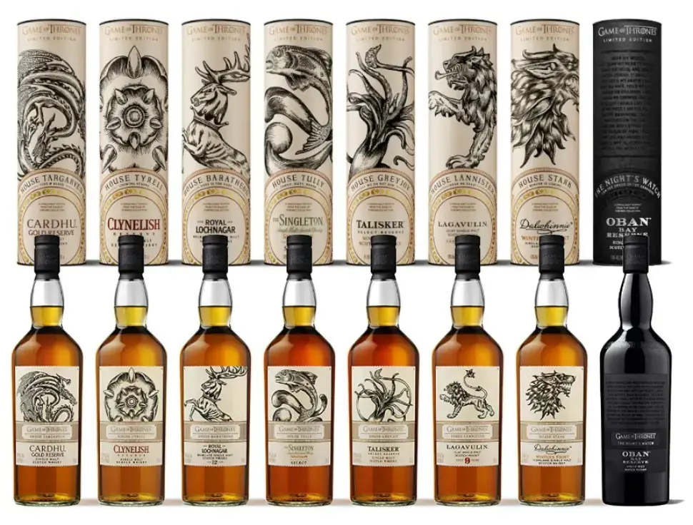 Виски Набор Game of Thrones Whiskey Scotch Collection Set, gift tube of 8 bottles, 5.6 л