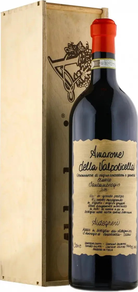 Вино Cantine Aldegheri Amarone della Valpolicella Classico Santambrogio DOCG, 2015, wooden box, 3 л