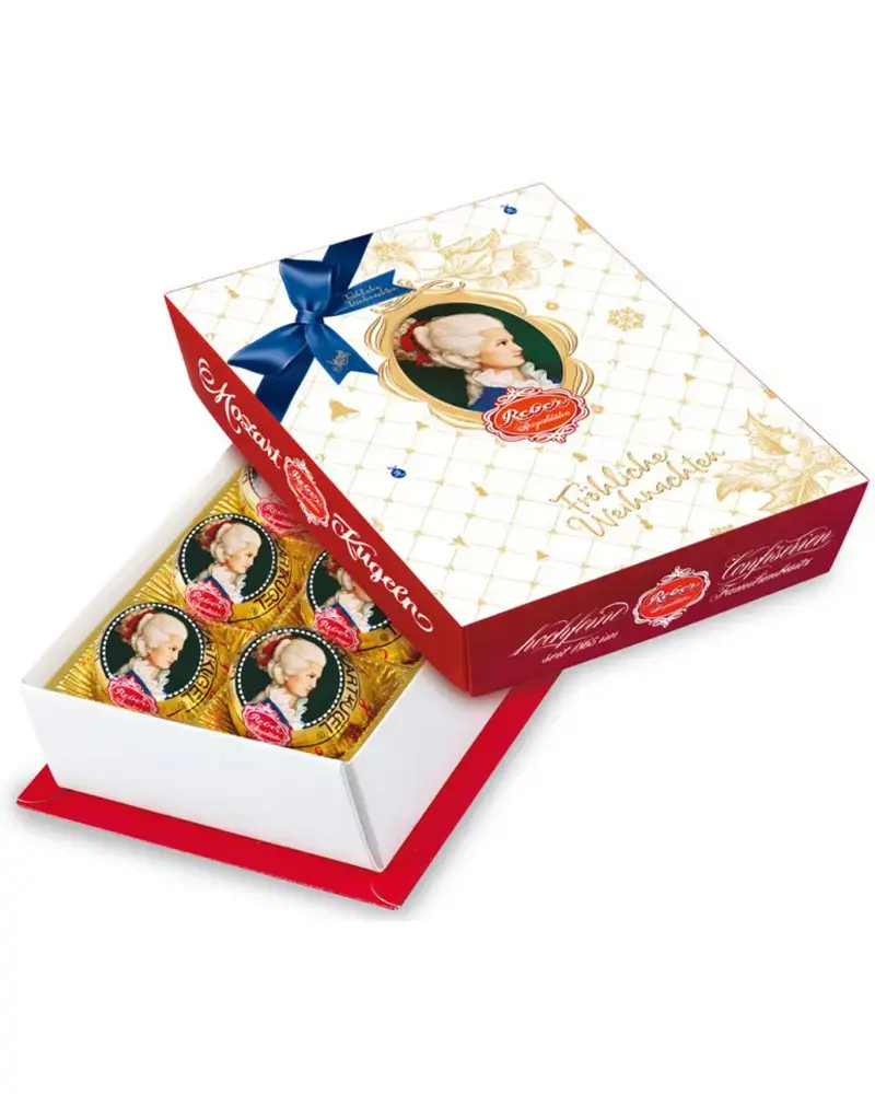  Набор конфет Reber Mozart с молочным шоколадом и новогодней открыткой, 120 г