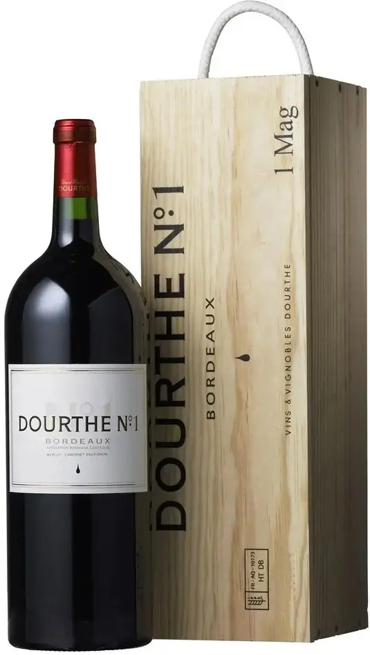 Вино Dourthe №1 Merlot-Cabernet Sauvignon Bordeaux AOC, wooden box, 2015, 1.5 л