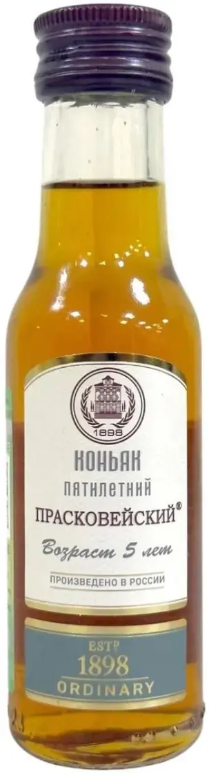 Коньяк Прасковейский Пять звёздочек пятилетний, 0.1 л