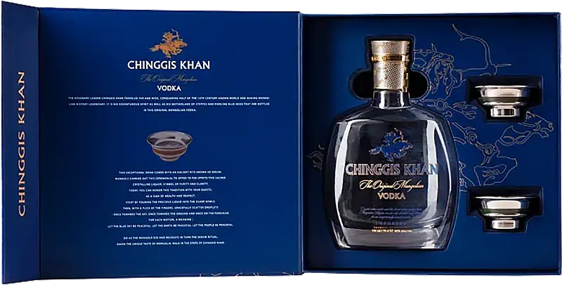 Водка Chinggis Khan 0.7 л gift box with 2 bowls