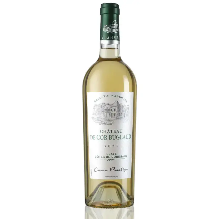 Вино Chateau de Cor Bugeaud Cuvee Prestige Blanc Blaye Cotes de Bordeaux AOC, 2022, 0.75 л