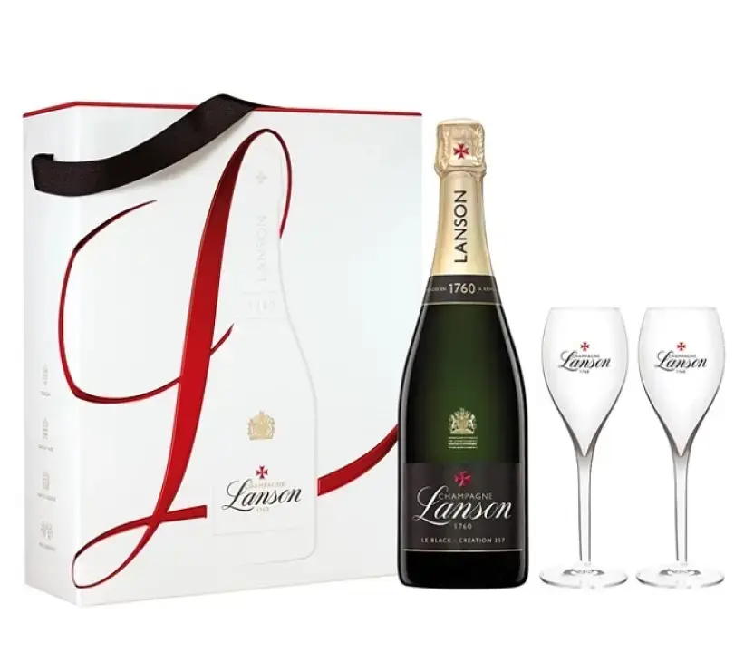 Шампанское Lanson Le Black Creation 257 Brut, gift box with 2 glasses, 0.75 л