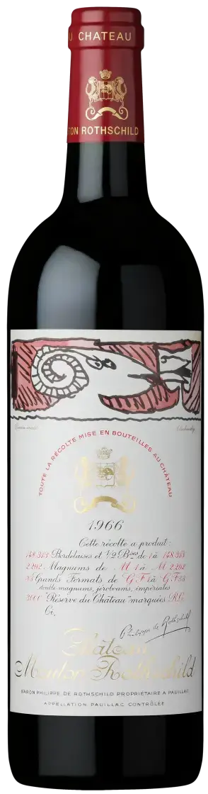 Вино Chateau Mouton Rothschild Pauillac AOC Premier Grand Cru Classe, 1966, 0.75 л