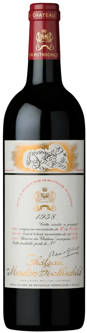 Вино Chateau Mouton Rothschild Pauillac AOC Premier Grand Cru Classe, 1958, 0.75 л