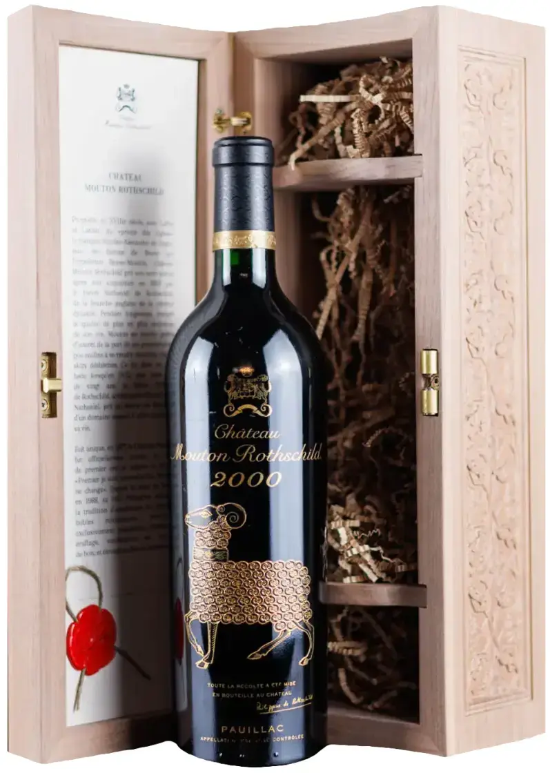 Вино Chateau Mouton Rothschild Pauillac AOC Premier Grand Cru Classe, wooden box, 2000, 1.5 л