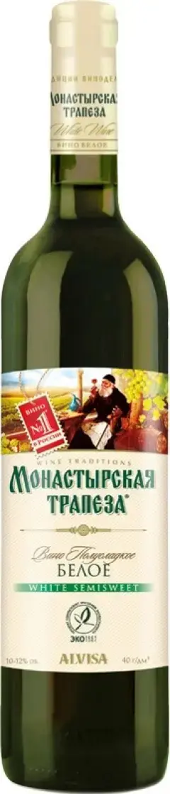 Вино Монастырская Трапеза Белое Полусладкое, 0.7 л