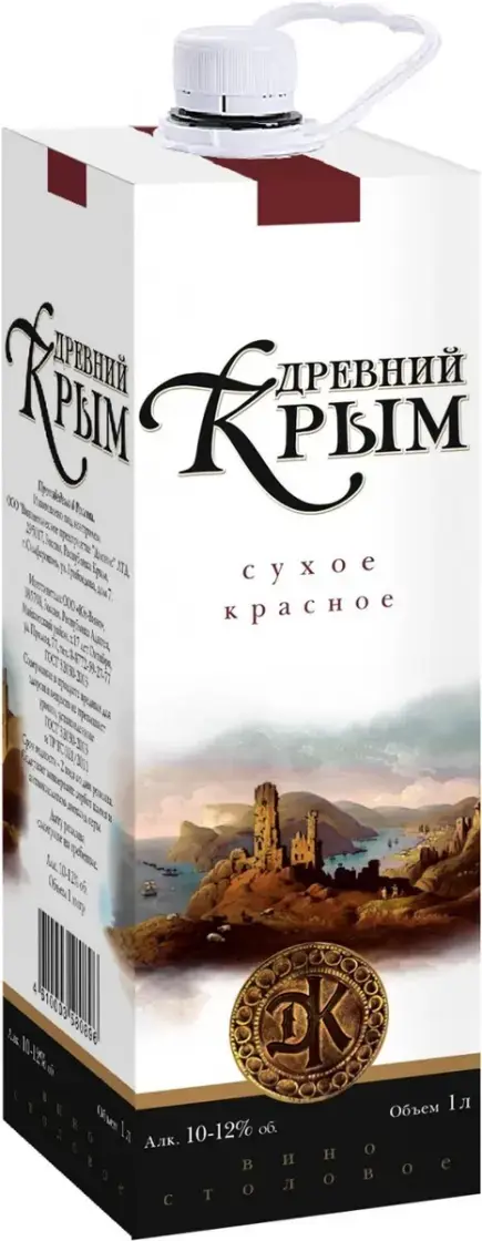 Вино Древний Крым Красное Сухое, 1 л