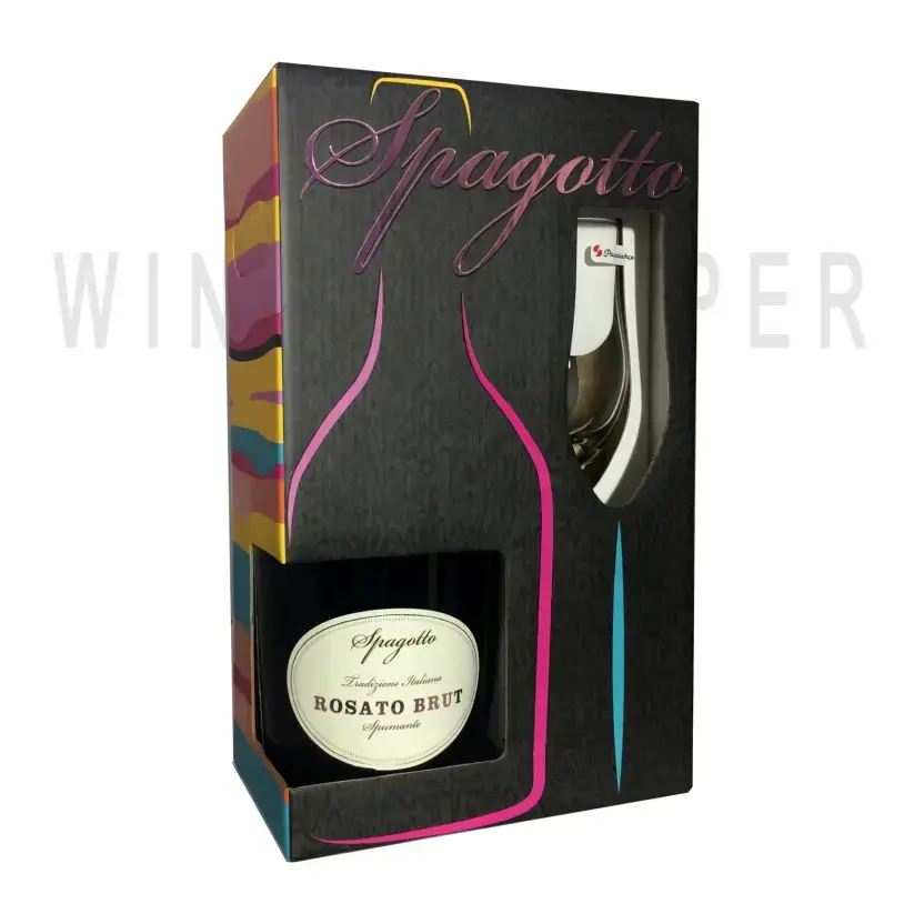 Игристое вино Spagotto Rosato Brut, gift set with glass 0.75 л