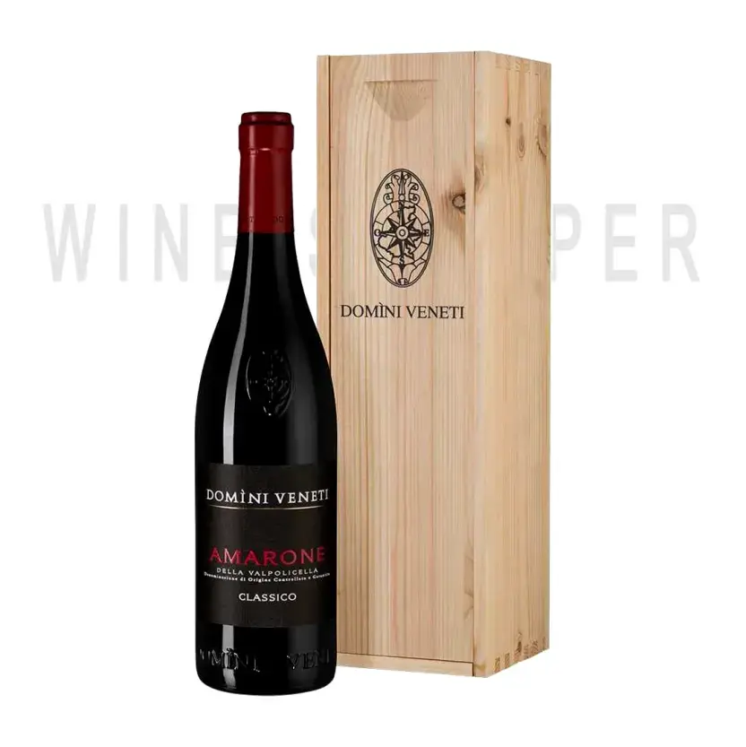 Вино Domini Veneti Amarone della Valpolicella Classico DOC, 2015, wooden box 2015 0.75 л