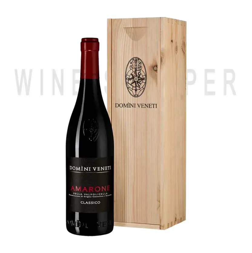 Вино Domini Veneti Amarone della Valpolicella Classico DOC, 2018, wooden box 2018 0.75 л