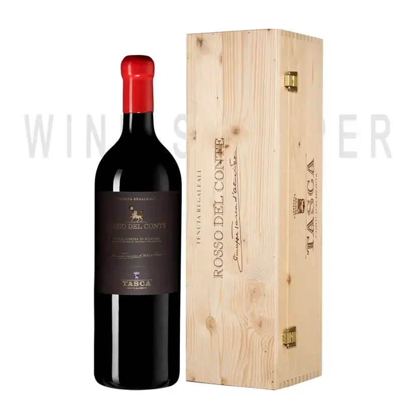 Вино Tasca d'Almerita, Rosso del Conte DOC wooden box 2016 1.5 л