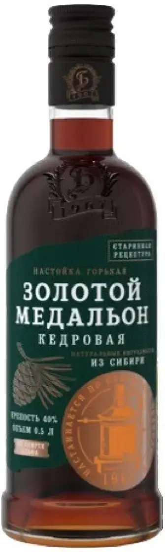 Ликер Золотой Медальон Кедровая Настойка горькая 0.5 л